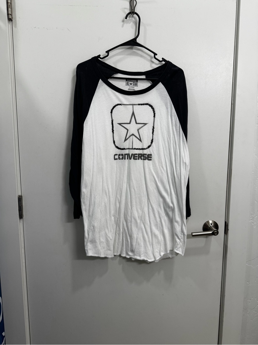 Converse Black & White Raglan Star Logo Long Sleeve Tee